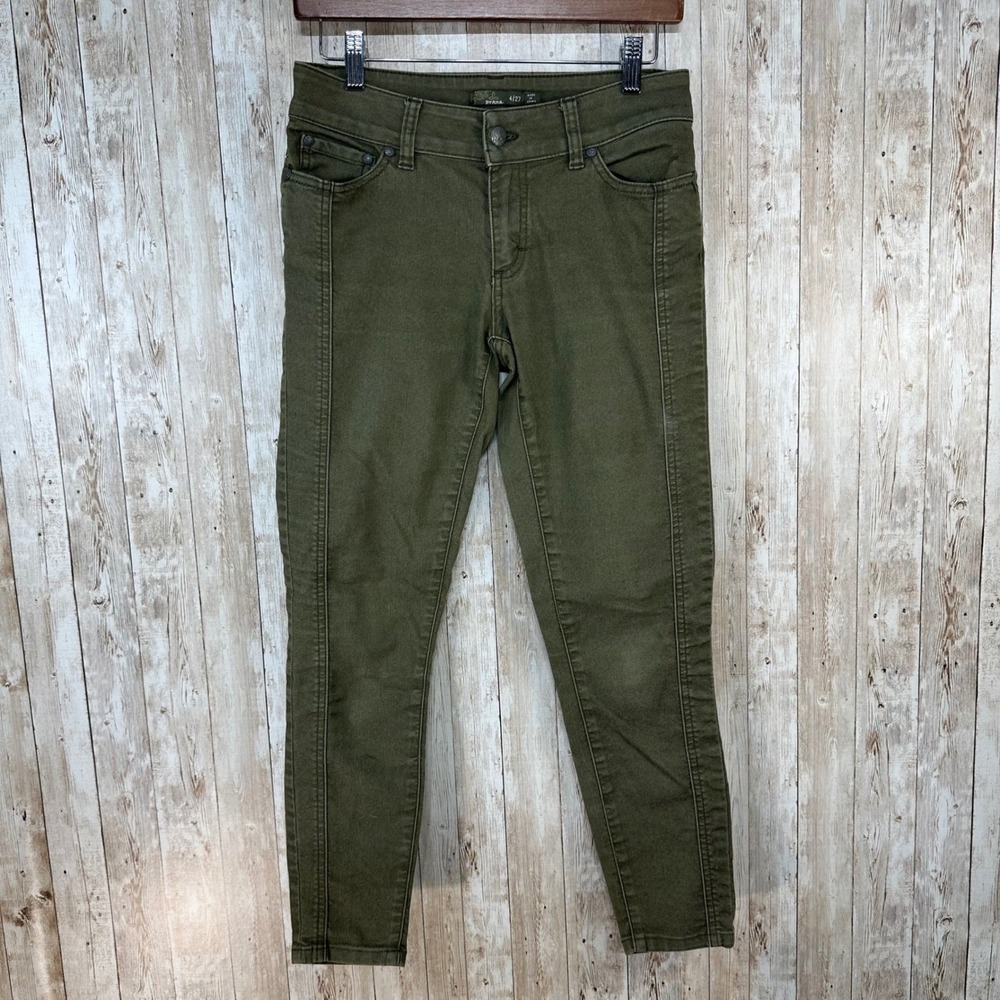 Prana Womens Olive Green Skinny Jeans Size 4/27 Distressed Casual Hiking‎ Pants